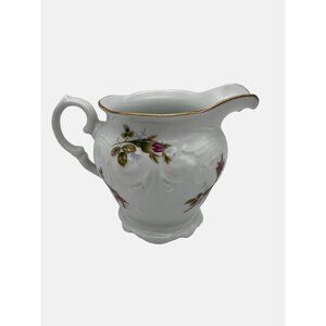 Vintage Walbrzych Poland Creamer Pompadour Rose Pattern Floral Design 3.75” Tall